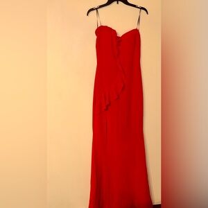 Elegant Coral Ruffle Dress